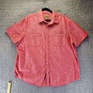 The Foundry Shirt Mens 2XL Red Short Sleeve Cotton Casual Button Front